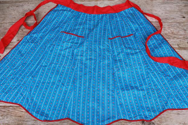 photo of vintage apron lot of 12 kitchen aprons, retro fabric, pretty colors & prints #12