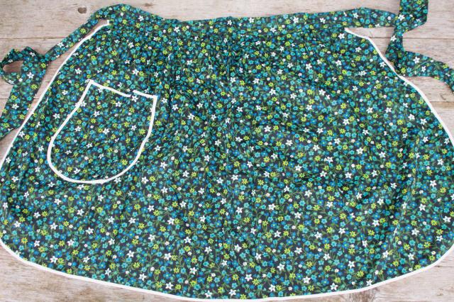 photo of vintage apron lot of 12 kitchen aprons, retro fabric, pretty colors & prints #13