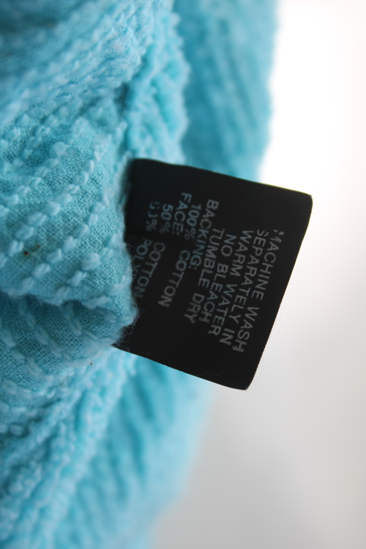 photo of vintage aqua blue chenille robe made in USA, soft cozy bathrobe cotton poly chenille fabric #2