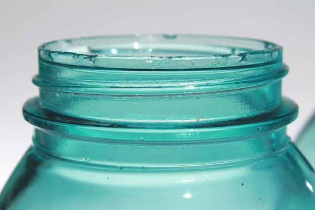 photo of vintage aqua blue glass Ball Perfect Mason jars, big two quart size canning jar kitchen canisters #4