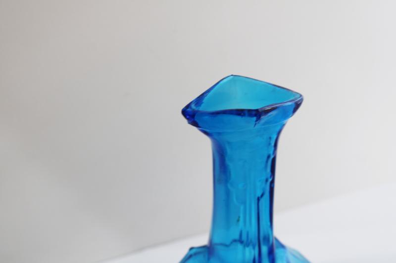 photo of vintage aqua blue glass bottle, banjo or violin figural bottle / vase #2