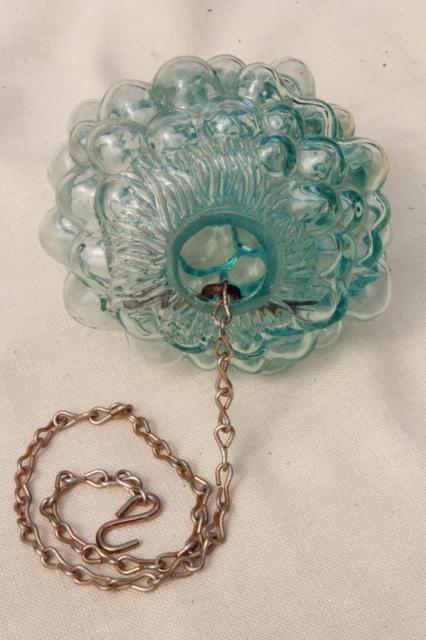 photo of vintage aqua glass grapes, figural bottle hanging sun catcher ornament #4