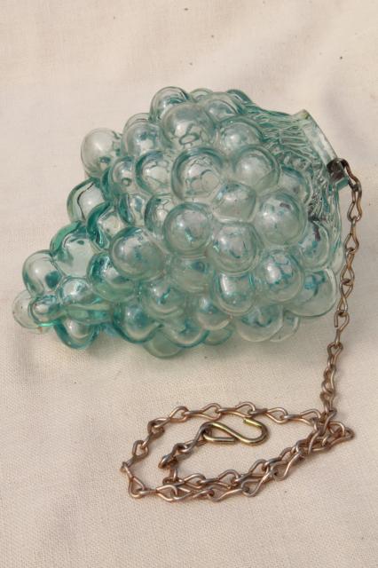 photo of vintage aqua glass grapes, figural bottle hanging sun catcher ornament #5