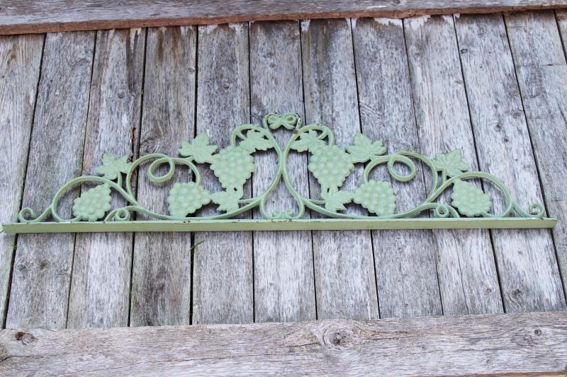 photo of vintage architectural cast iron crown pediment, old green entry gate arbor garden decor #1