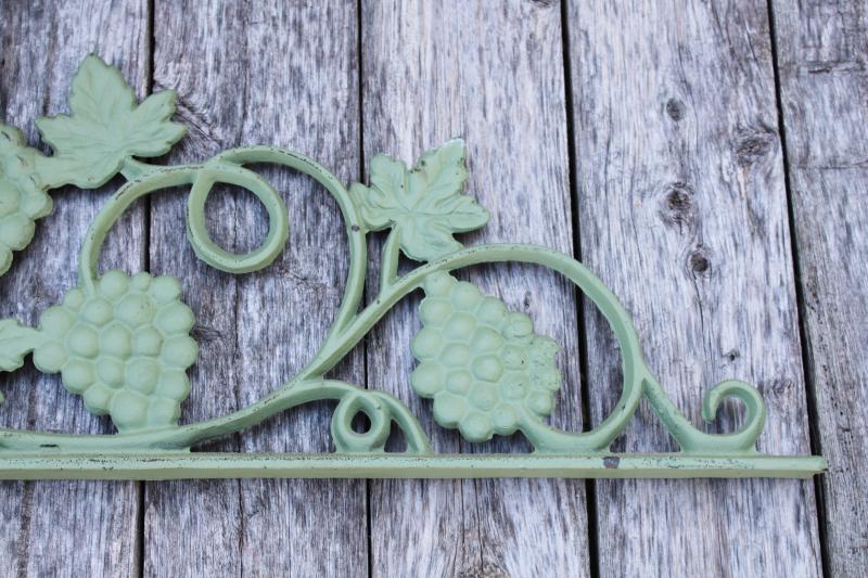 photo of vintage architectural cast iron crown pediment, old green entry gate arbor garden decor #4