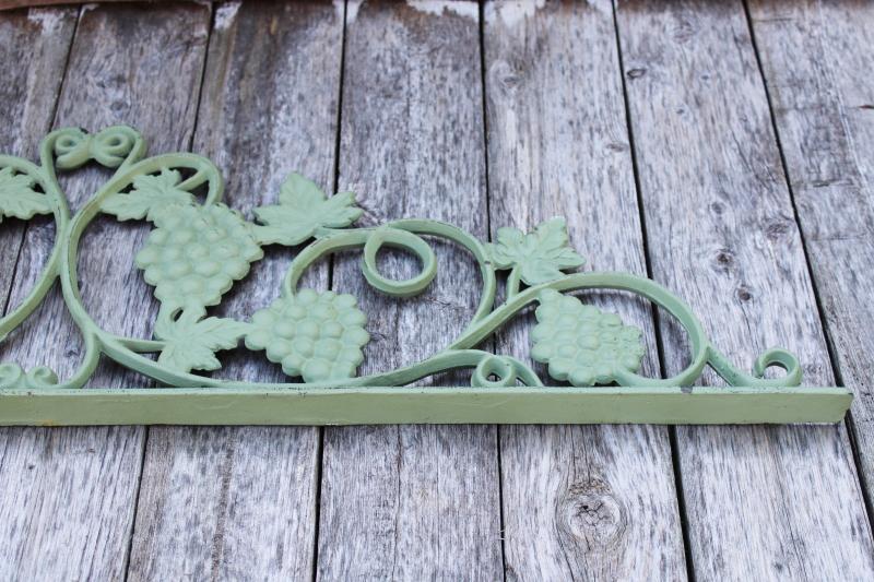 photo of vintage architectural cast iron crown pediment, old green entry gate arbor garden decor #5