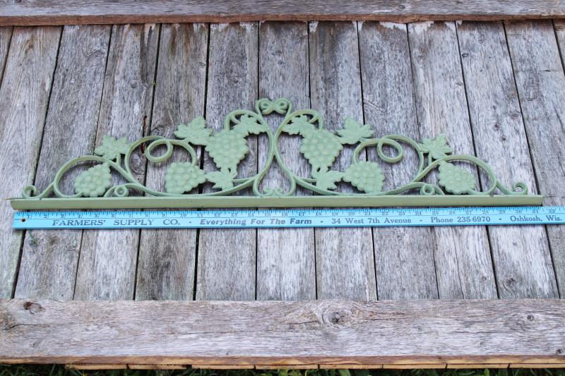 photo of vintage architectural cast iron crown pediment, old green entry gate arbor garden decor #6