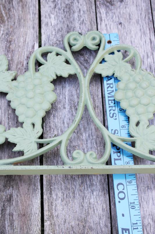 photo of vintage architectural cast iron crown pediment, old green entry gate arbor garden decor #7