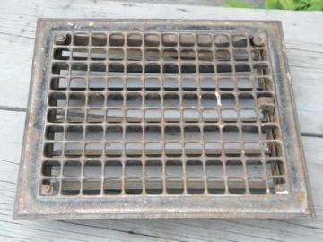 catalog photo of vintage architectural iron hardware, old floor or wall register grate