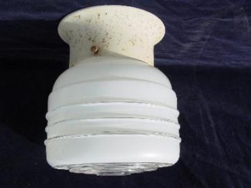 catalog photo of vintage architectural salvage ceiling fixture, glass bullseye shade