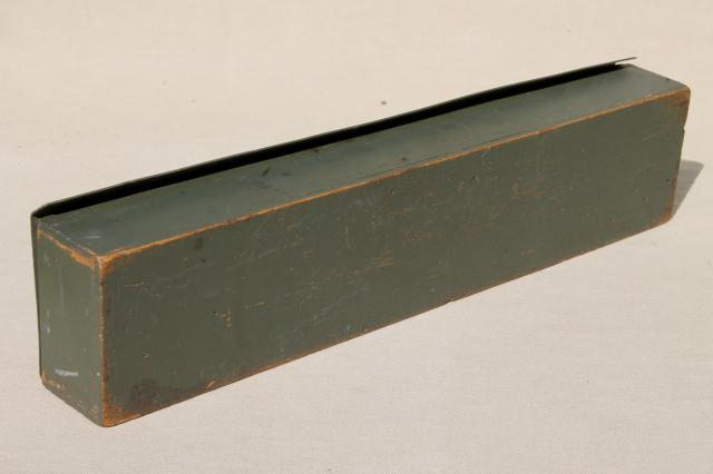 photo of vintage army green drab wood box w/ soft cover, surveyors tool or instrument case #11