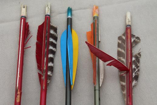 photo of vintage arrows, assorted old   wood & metal arrows archery equipment rustic cabin  decor  #5