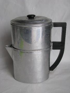 catalog photo of vintage art deco shape oval coffee pot drip-o-lator, Wear-Ever aluminum, patent date 1930
