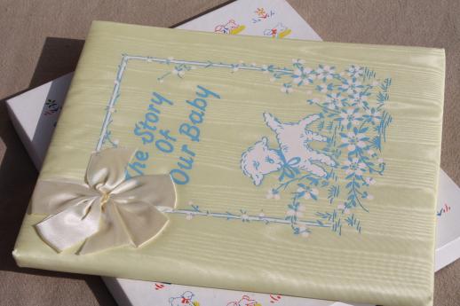 photo of vintage babies layette gift set, unused cotton kimono infant gowns & baby record book #2