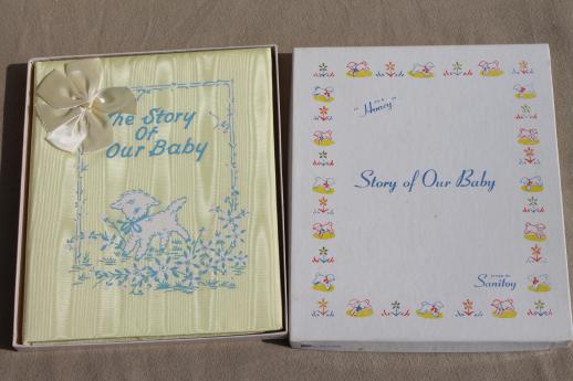 photo of vintage babies layette gift set, unused cotton kimono infant gowns & baby record book #11
