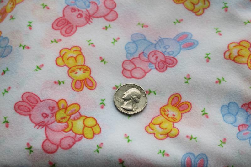 photo of vintage baby bunnies print fabric, lightweight poly flannelette, soft brushed flannel #2