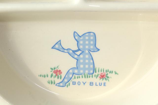 photo of vintage baby dish, divided bowl warmer w/ Little Boy Blue nursery rhyme pictures #11