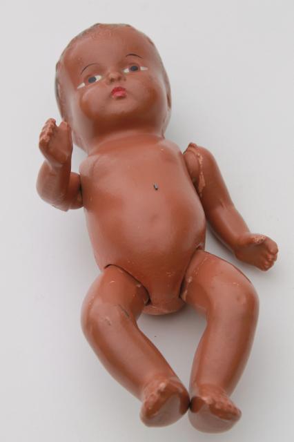 photo of vintage baby doll, composition doll brown African American baby, black Americana #2
