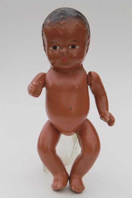 photo of vintage baby doll, composition doll brown African American baby, black Americana #3