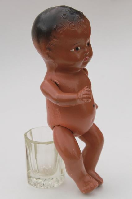 photo of vintage baby doll, composition doll brown African American baby, black Americana #4