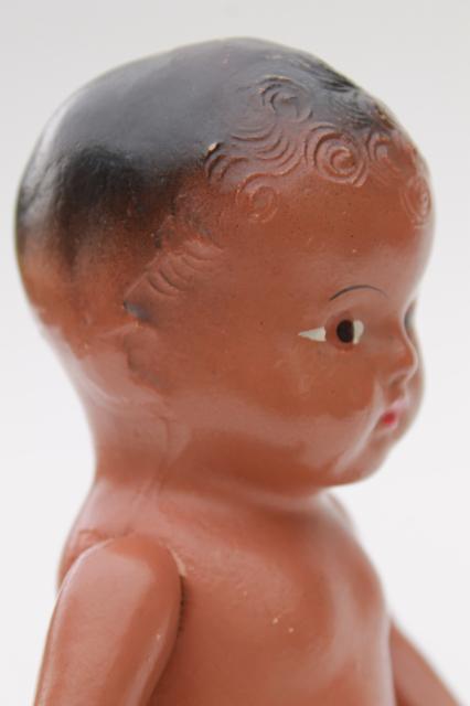 photo of vintage baby doll, composition doll brown African American baby, black Americana #7