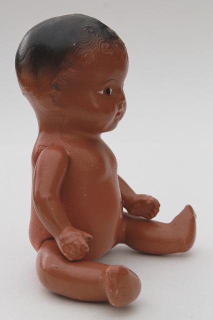 photo of vintage baby doll, composition doll brown African American baby, black Americana #8