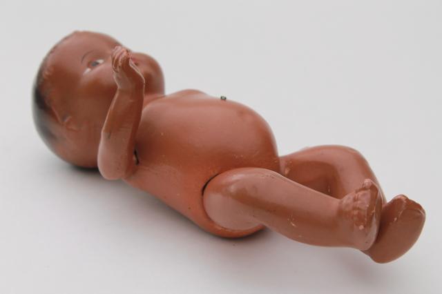 photo of vintage baby doll, composition doll brown African American baby, black Americana #12