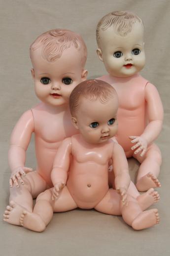 vintage baby dolls - 60s Uneeda baby doll & big babies with sleep eyes