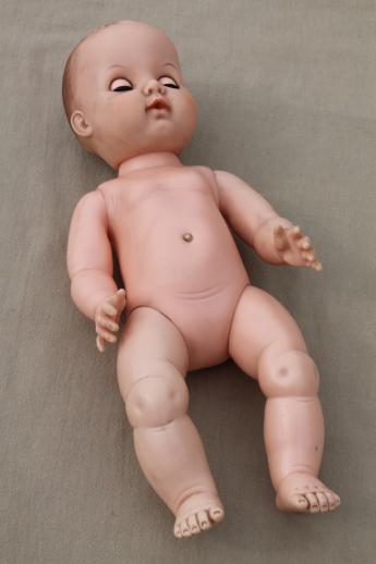 photo of vintage baby dolls - 60s Uneeda baby doll & big babies with sleep eyes #4