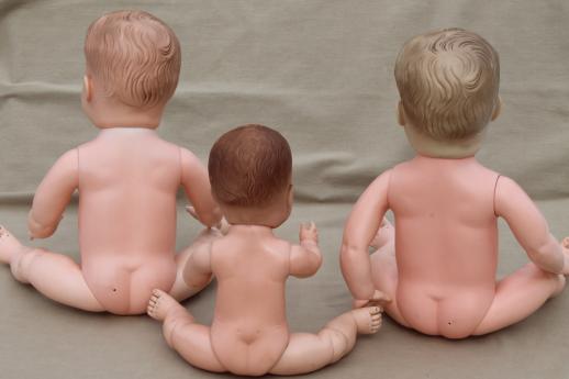 photo of vintage baby dolls - 60s Uneeda baby doll & big babies with sleep eyes #7