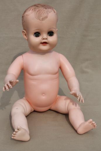 photo of vintage baby dolls - 60s Uneeda baby doll & big babies with sleep eyes #11