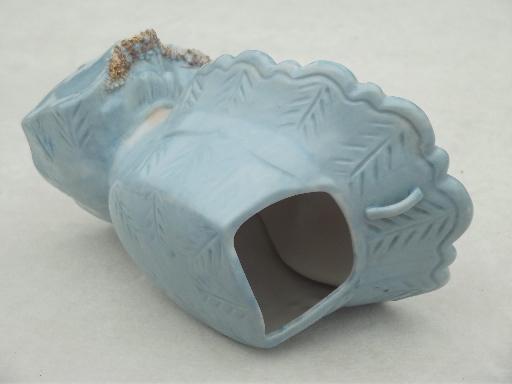 photo of vintage baby face head vase w/ china lace, hand-painted baby blue boy  #5