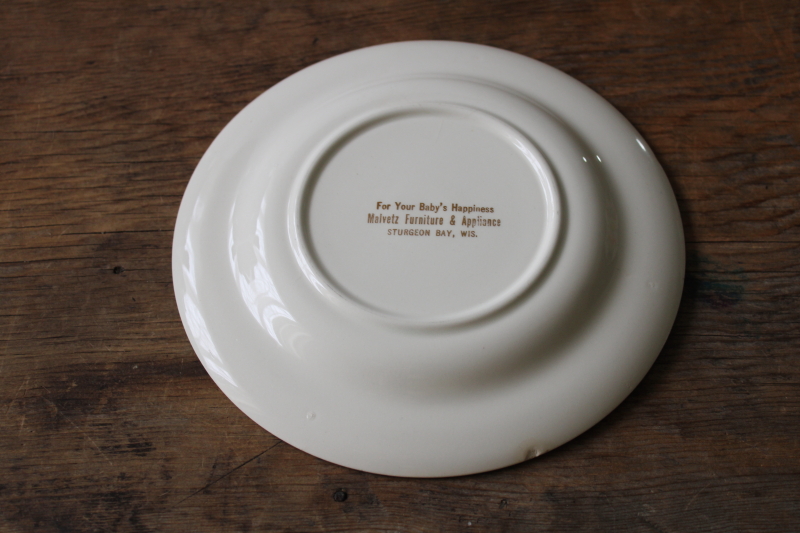 photo of vintage baby plate with very 50s graphics boy & girl early reader style illustration  #3