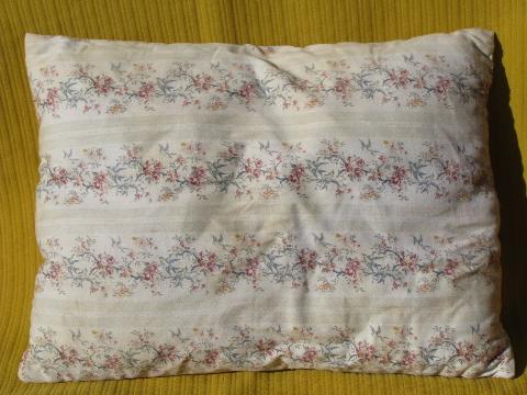 photo of vintage baby size feather pillows, 1920s flowered cotton fabric covers #3