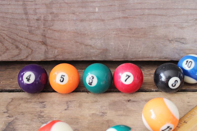 photo of vintage bakelite billiard balls or pool balls, 1 1/2 inch diameter mini size #3