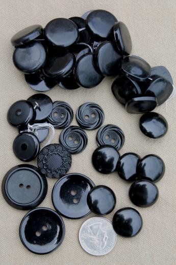 photo of vintage bakelite buttons & buckles, lot of huge black bakelite coat buttons etc. #6