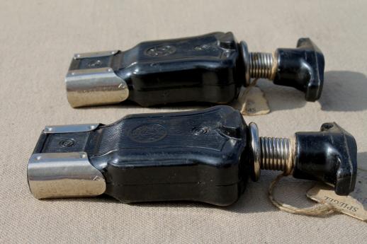 photo of vintage bakelite electric plugs for restoration, new old stock w/ original hang tags  #7