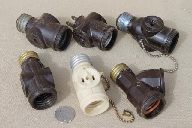 photo of vintage bakelite hardware lot, antique electrical outlets & switches, industrial salvage & old stock #8