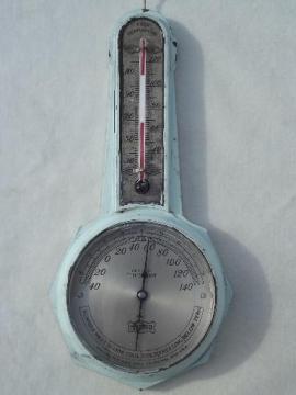 catalog photo of vintage bakelite thermometer frame, early industrial thermometer