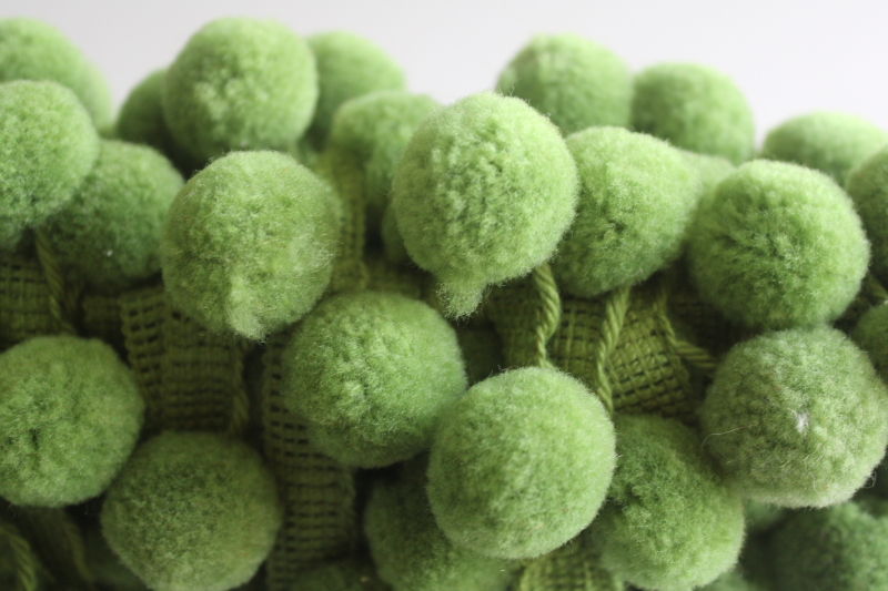 photo of vintage ball fringe, retro avocado green pompom tassels trim full bolt 18 yards  #5