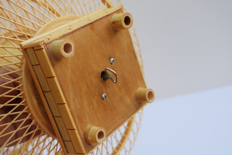 photo of vintage bamboo basketweave woven tiered tray, retro boho vintage music box rotating dessert or hors d'oeuvres server #4