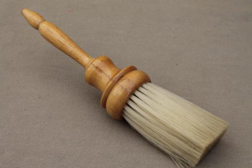 photo of vintage barbers brush, barber shop wood handled natural bristle brush  #1