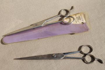 catalog photo of vintage barbers shears, Wiss & Kleencut hair cutting scissors, all steel