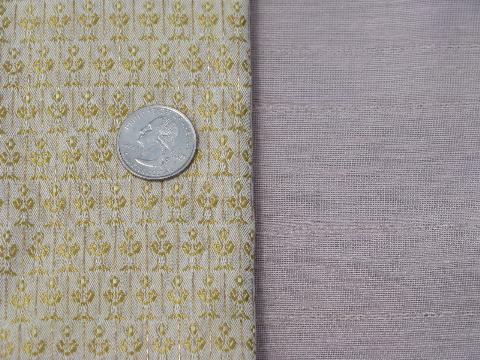 photo of vintage barkcloth fabric remnants, natural colors, many textures, large lot #2