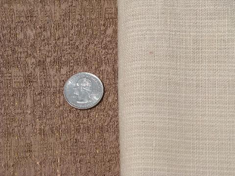 photo of vintage barkcloth fabric remnants, natural colors, many textures, large lot #4