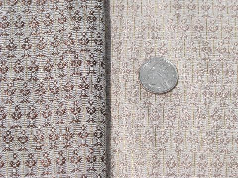 photo of vintage barkcloth fabric remnants, natural colors, many textures, large lot #5