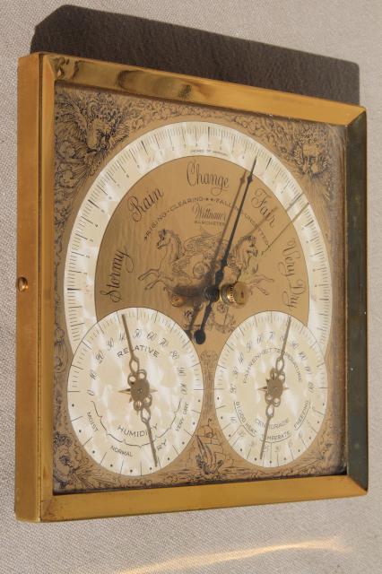 photo of vintage barometer weather station, Longines Wittnauer watch company label #1