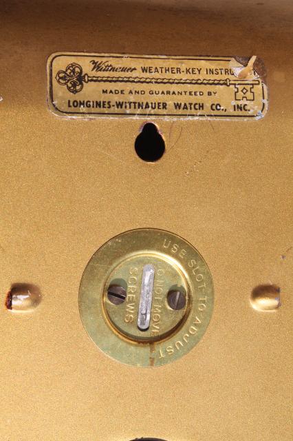 photo of vintage barometer weather station, Longines Wittnauer watch company label #2