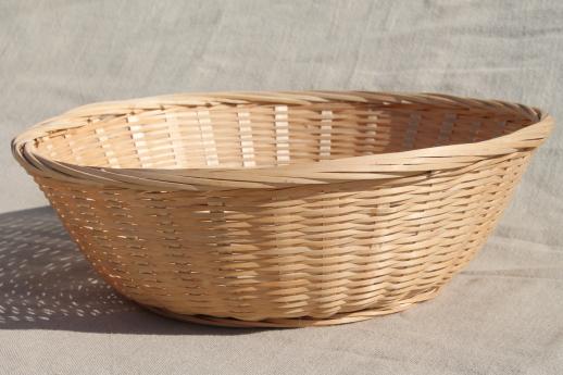 photo of vintage basket collection, lot of round basket bowls of different types & textures #6