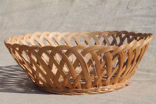 photo of vintage basket collection, lot of round basket bowls of different types & textures #7